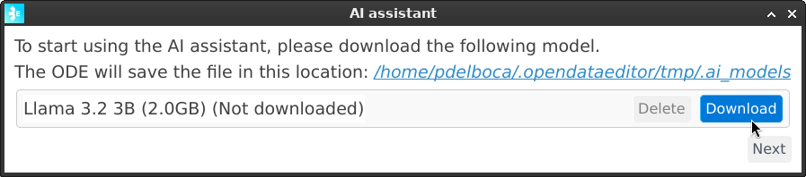 Downloading model dialog