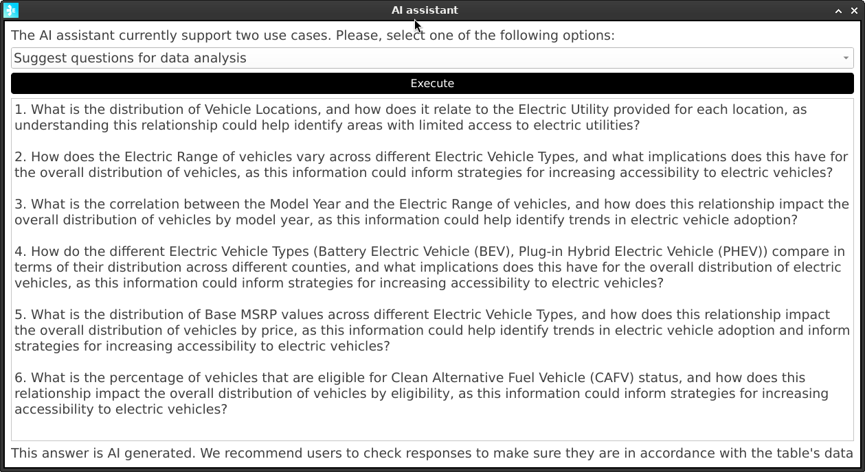 AI assistance in understanding the columns of a table