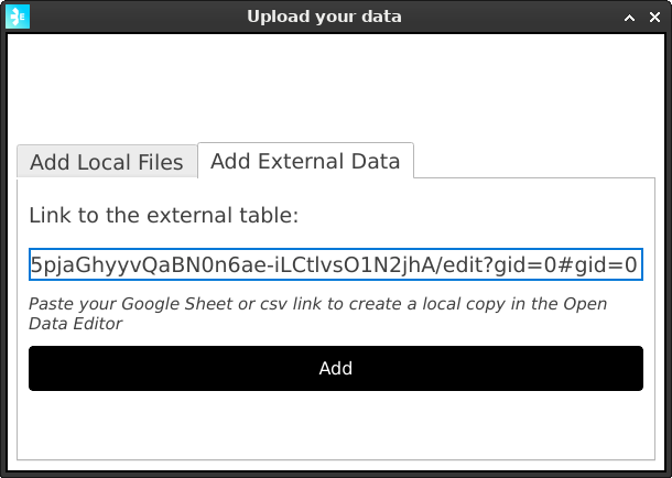 Upload online table URL input
